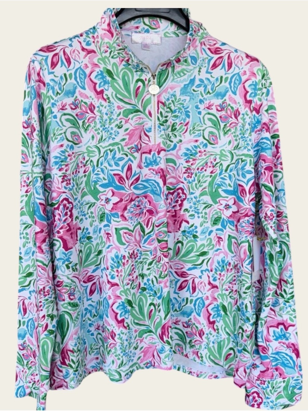 STELLA PARKER Collection Women's XL Medium 1/4 Zip Watercolor Floral Top NWT